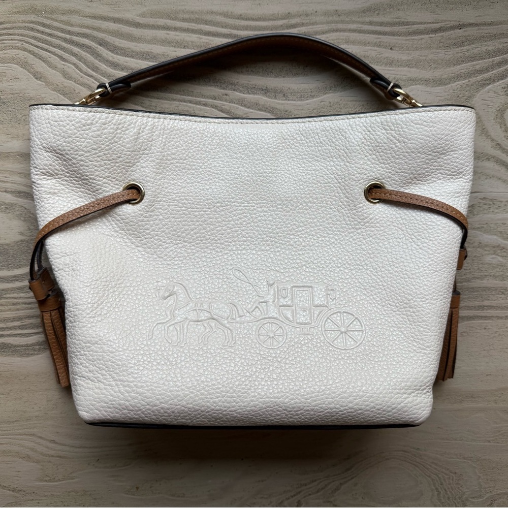 Coach Horse and Carriage Leather Andy Tote Bag, Chalk